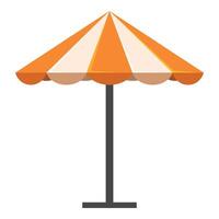 Orange and white striped beach umbrella providing shade vector
