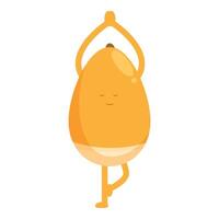 Cute mango character practicing yoga tree pose on white background vector