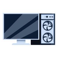 Modern personal computer displaying empty screen with system unit vector