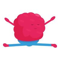 Cartoon raspberry character doing a split, promoting a healthy lifestyle vector