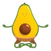 Funny avocado character sitting in lotus pose meditating practicing yoga vector