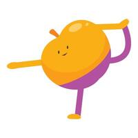Smiling apple character doing yoga or pilates stretching exercise vector