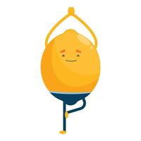 Cartoon lemon character practicing yoga tree pose vector