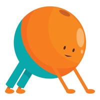 Smiling orange fruit character doing push ups exercising vector