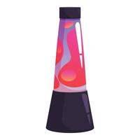 Classic lava lamp glowing with red and purple wax floating upwards vector