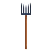 Garden fork standing with four teeth on white background vector