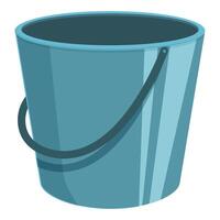 Empty metal bucket standing with handle up for gardening or cleaning vector