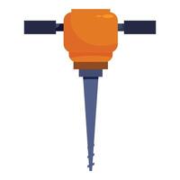 Powerful electric jackhammer breaking concrete using sharp drill bit vector