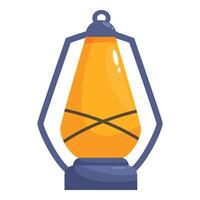 Old fashioned lantern standing and illuminating the darkness vector