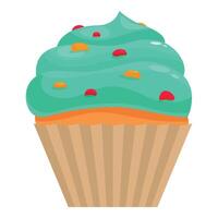 Delicious cupcake having green icing and sprinkles on top vector
