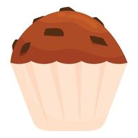 Delicious chocolate chip muffin sitting in paper cup vector
