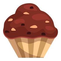 Delicious chocolate cupcake covered with chocolate icing and nuts vector