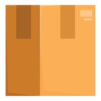 Closed cardboard box standing up with tape and label vector