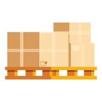 Cardboard boxes of different sizes stacked and ready for shipping on wooden pallet vector