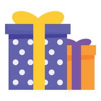 Two colorful wrapped gift boxes with dot pattern are waiting to be opened vector