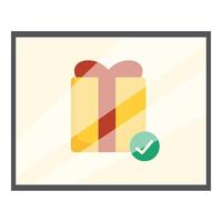 Gift box with check mark showing successful delivery vector