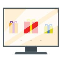 Online shopping for gifts using computer monitor vector