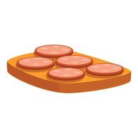 Five slices of salami on a slice of bread for a delicious snack vector