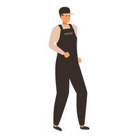 Confident mechanic walking in uniform and cap vector