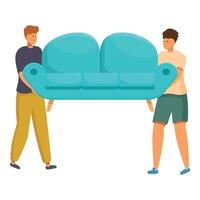 Two men carrying sofa, moving to new house concept vector