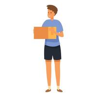 Young delivery man is holding a package, he is smiling vector