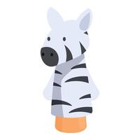 Hand puppet zebra toy is waiting for a puppeteer to start telling stories vector