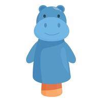 Blue hippopotamus hand puppet smiling isolated on white background vector