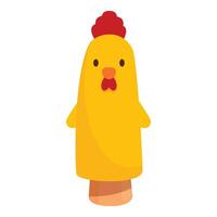 Cartoon character representing a chicken puppet standing up vector