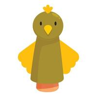 Cute little chick puppet standing with open wings vector