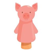 Pink pig hand puppet standing on white background vector