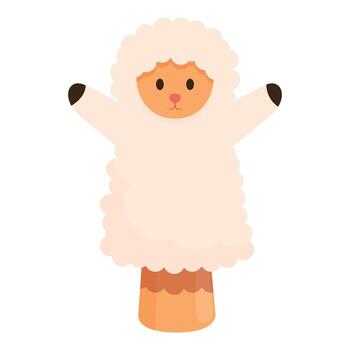 Friendly lamb puppet character waving with both hands vector