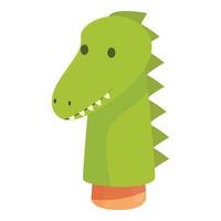 Green dinosaur hand puppet smiling open mouth vector