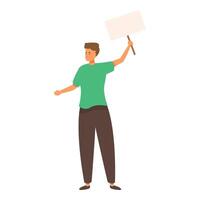 Young man protesting holding blank placard over white background vector