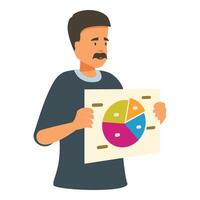Serious office employee showing statistics pie chart vector