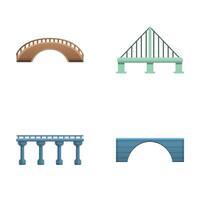 Different bridge icons set cartoon vector. Bridge project vector