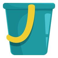 Plastic sand bucket standing with yellow handle for beach games vector