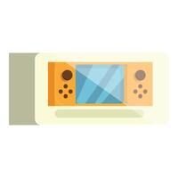 Yellow handheld gaming console lying on a table is waiting for gamer vector