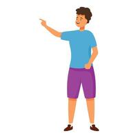 Young man pointing with finger showing something exciting vector