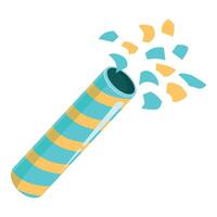 Blue and yellow party popper exploding with confetti vector