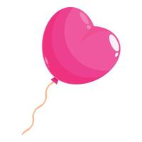 Pink heart shaped balloon floating with string on white background vector