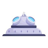 Alien spaceship landing with open windows and lights vector