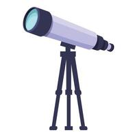 Modern telescope standing on tripod for exploring and observing space vector