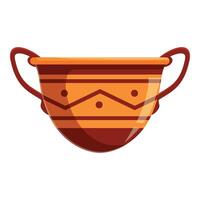 Ancient clay cup with two handles showing traditional patterns vector