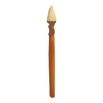Long wooden spear for hunting with stone tip and rope wrapping