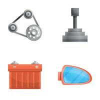 Car part icons set cartoon vector. New spare part for automobile vector