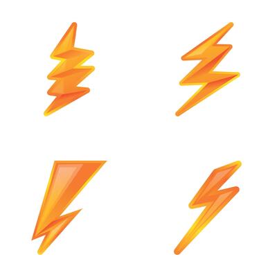 Storm lightning icons set cartoon vector. Natural phenomenon