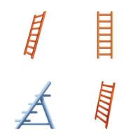 Different ladder icons set cartoon vector. Step ladder and stairway vector