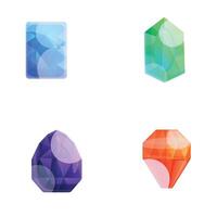 Colored stone icons set cartoon vector. Different shape and color precious stone vector