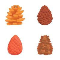 Pine cone icons set cartoon vector. Various coniferous tree cone vector