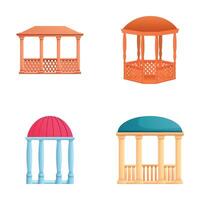 Gazebo icons set cartoon vector. Gazebo or pavilion structure vector